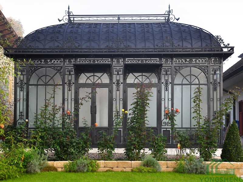 Outdoor steel Frame glass garden greenhouse